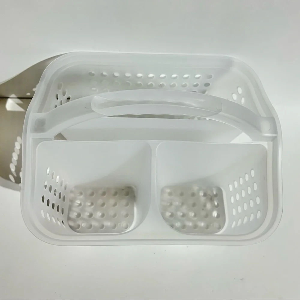 Shower Bath Caddy with Handle 3 Compartments Clear Sturdy Plastic College Dorm